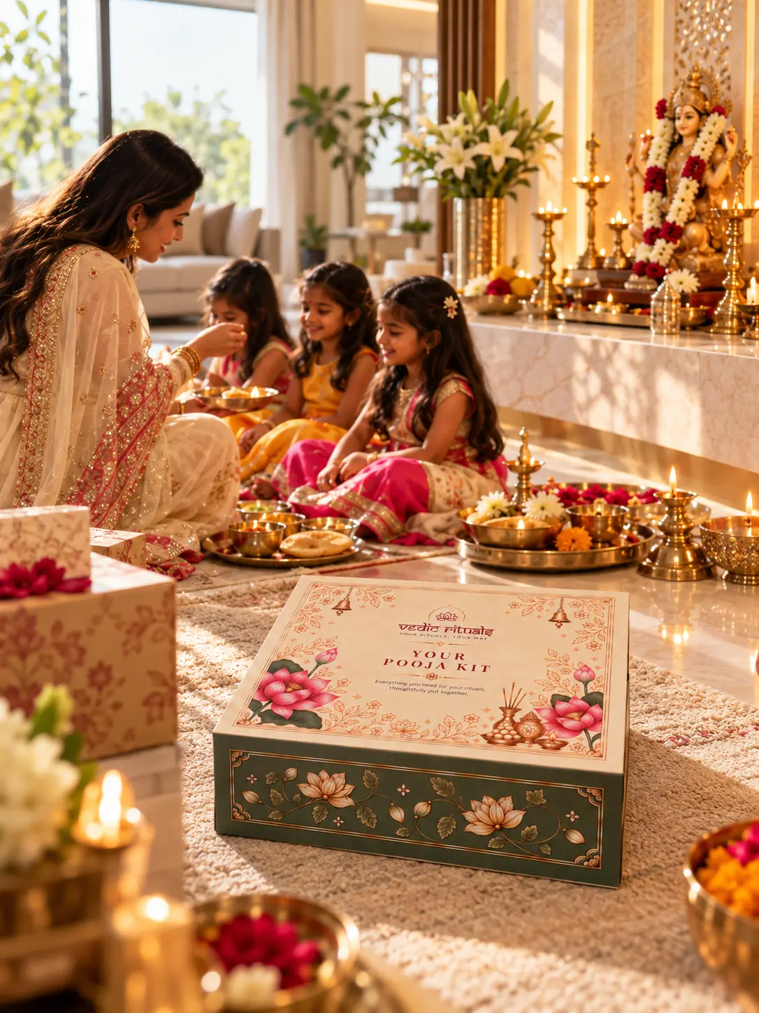 A festive Kanya Pooja on Durga Ashtami with the Kanya Pooja Kit