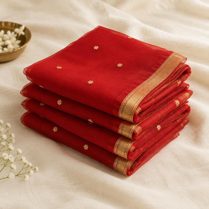 9 Red Chunni Set for Girls, optional add-on for the Durga Ashtami Kanya Pooja Kit (illustrative preview)